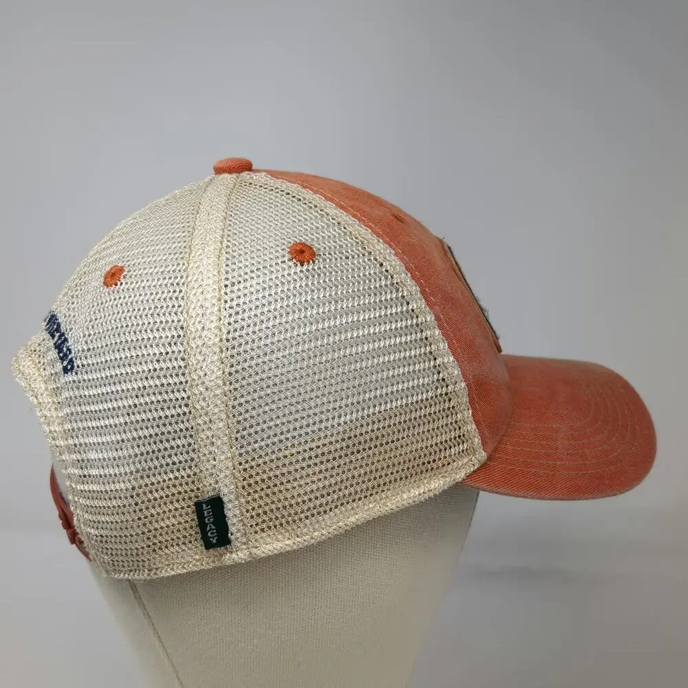 Legacy Trucker Hat Orange One Size Martha's Vineyard Backwater Trading Co Mesh